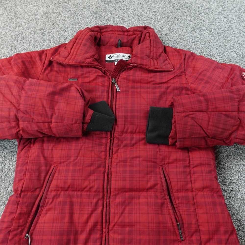 Columbia Jacket Womens L Red Quilted Down Insulated Puffer Windbreaker Coat Hike